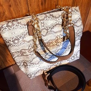 New Snakeskin Purse with Belt and Makeup Bag